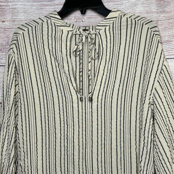 Free People Ivory Rhythm of the Night Striped Long Sleeve Top Size XS - Picture 9 of 11